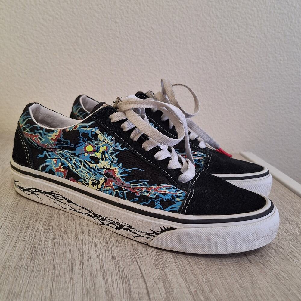 Vans Old Skool Zap black white low top sneakers kids mens 3.5 womens 5